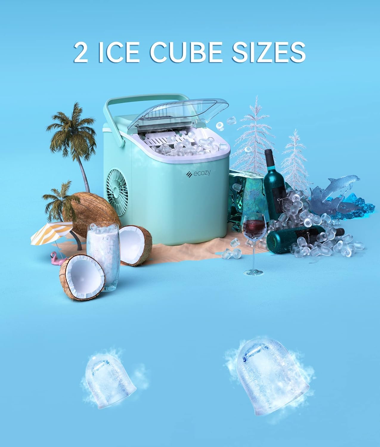 ecozy Portable Ice Maker Countertop9 Cubes Ready in 6 Mins