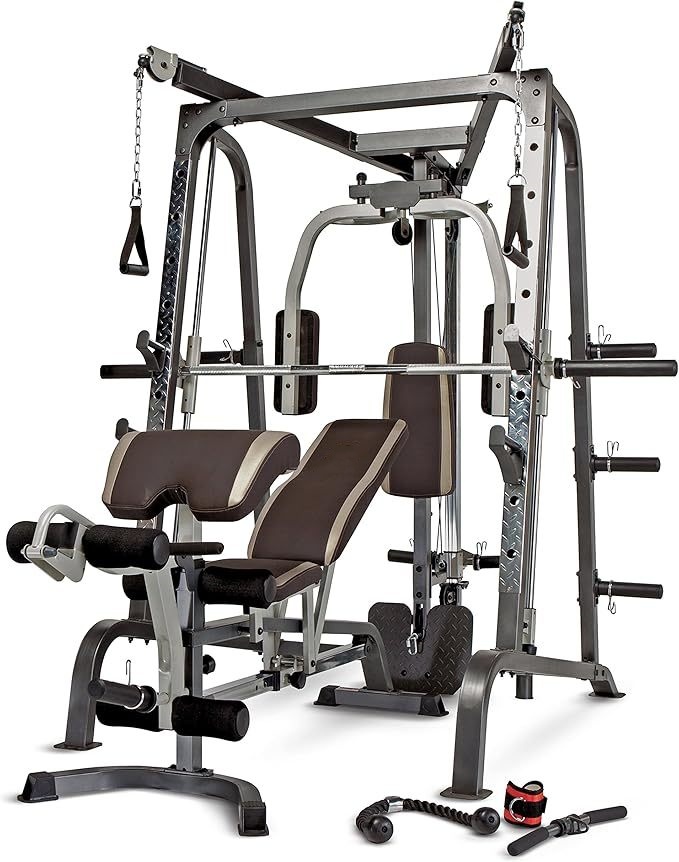 MARCY Smith Cage Workout Machine Full BodyStrengthTraining Home Gym Equipment System with LegDeveloper, Press Bar, PEC Deck, and Squat Rack