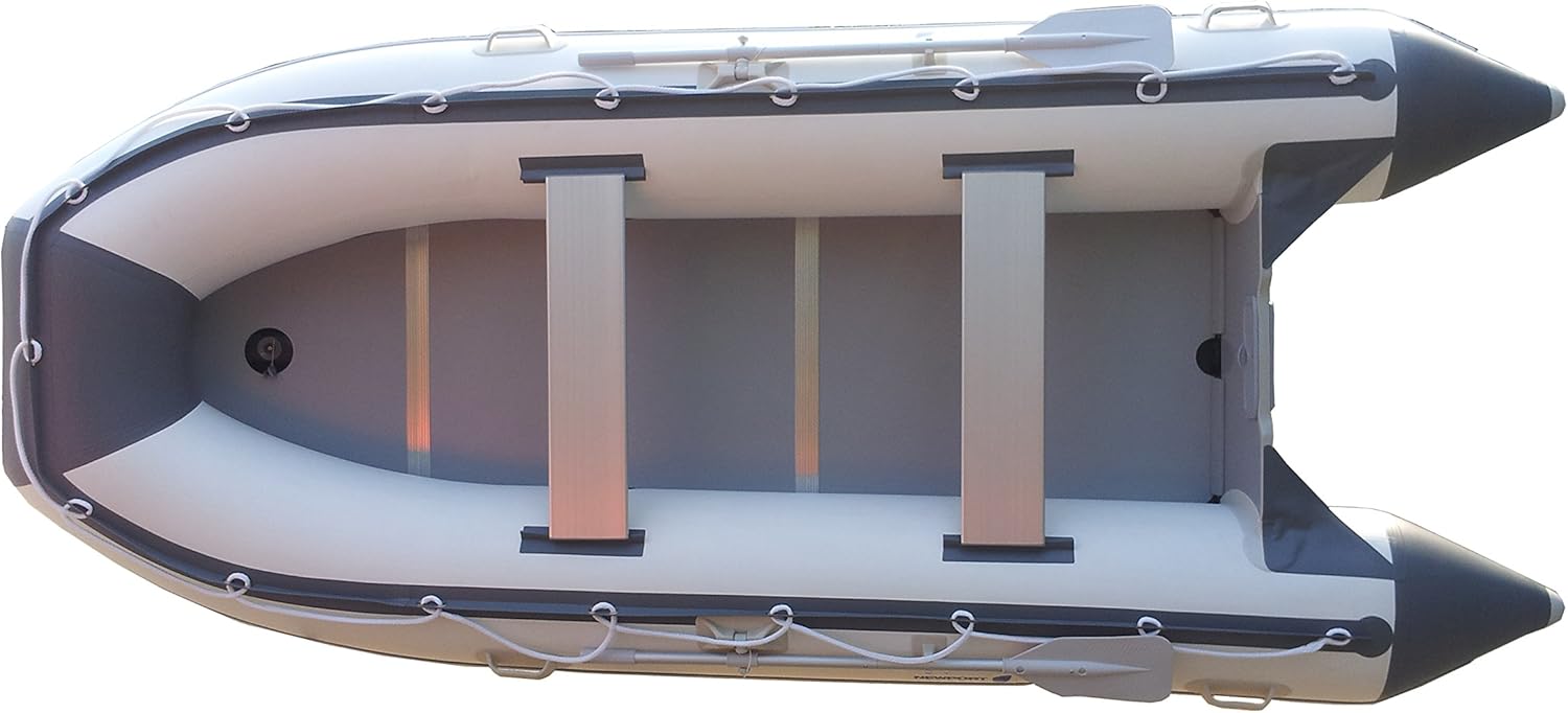 12ft 6in Catalina Inflatable Dinghy Boat Transom Sport Tender - 6 Person - 20 Horsepower USCG Rated, White/Gray