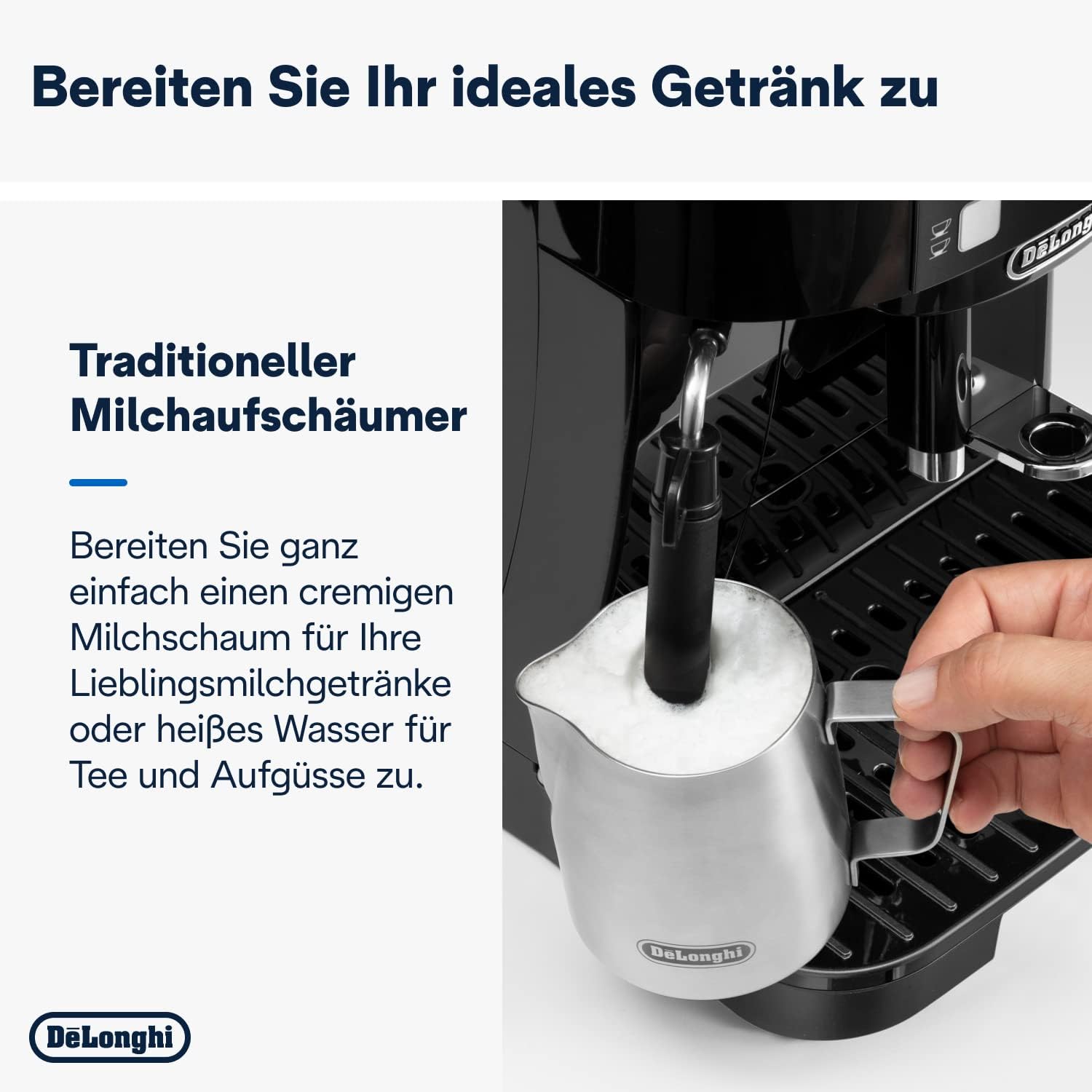 De'Longhi Magnifica S ECAM11.112.B Fully Automatic Coffee Machine with Milk Frothing Nozzle for Cappuccino with Espresso Direct Selection Buttons and Rotary Control 2 Cup Function Black