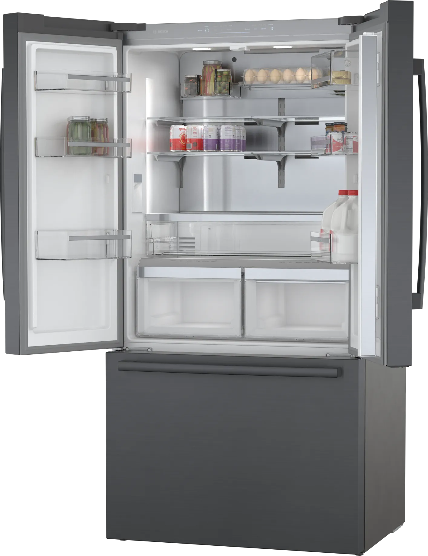 Bosch B36CT80SNB 800 Series French Door Bottom Mount Refrigerator 36'' Black Stainless Steel