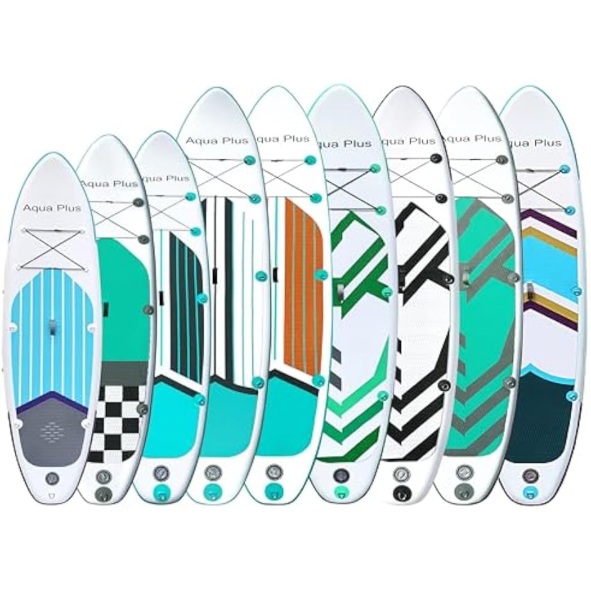 Aqua Plus 6inches Thick Inflatable SUP for All Skill Levels Stand Up Paddle Board,Paddle,Double Action Pump,ISUP Travel Backpack, Leash,Shoulder Strap,Youth,Adult Inflatable Paddle Board