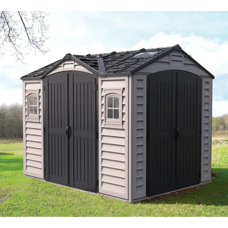 Duramax Apex Pro 10.5'X8' Vinyl Shed with Foundation, 2 Windows and Side Door