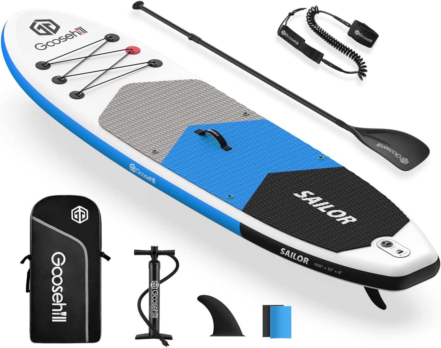 Goosehill Inflatable Stand Up Paddle Board, Premium SUP Package, 10' Long 32