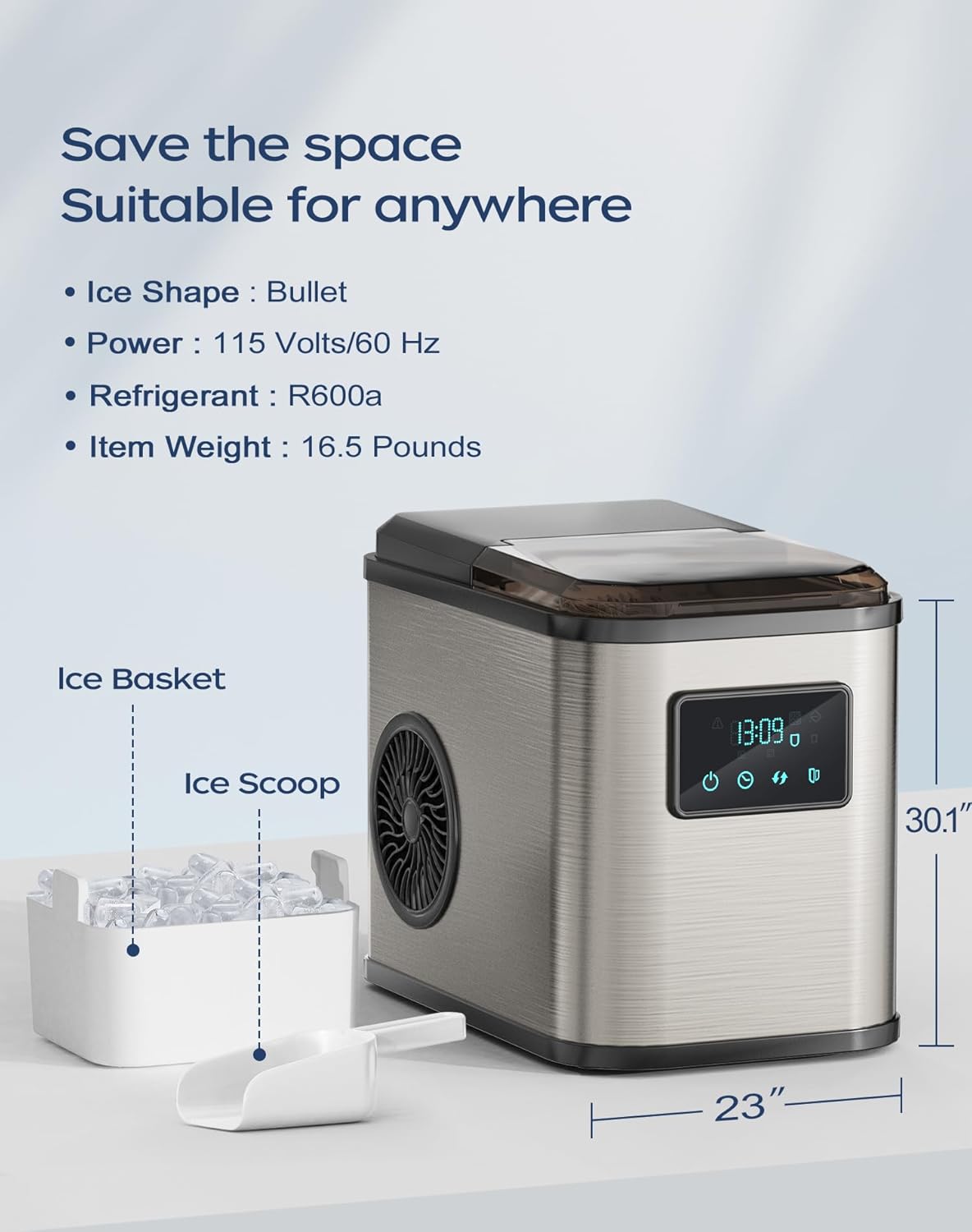 KeeGone Ice Maker Ice Maker Self-Cleaning Ice Machine Water Tank 2 Litres 15 kg