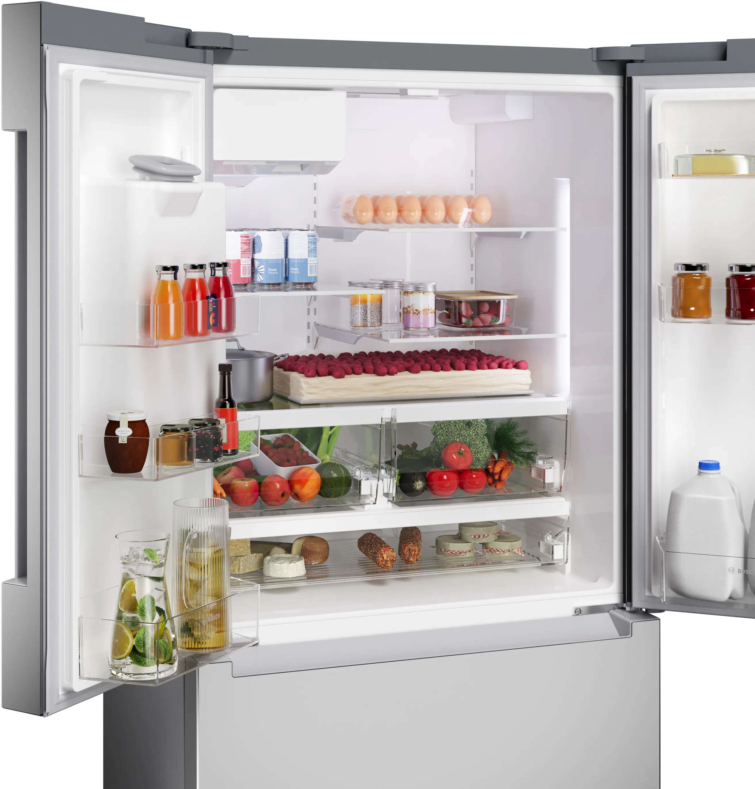 Bosch B36FD10ENS 100 Series French Door Bottom Mount Refrigerator 36'' Stainless steel (with anti-fingerprint), Total No Frost