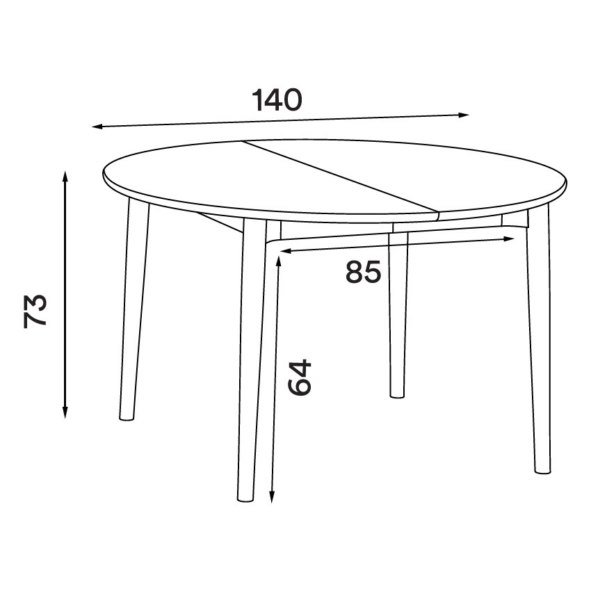 Expand Dining Table Ø140cm Extendable