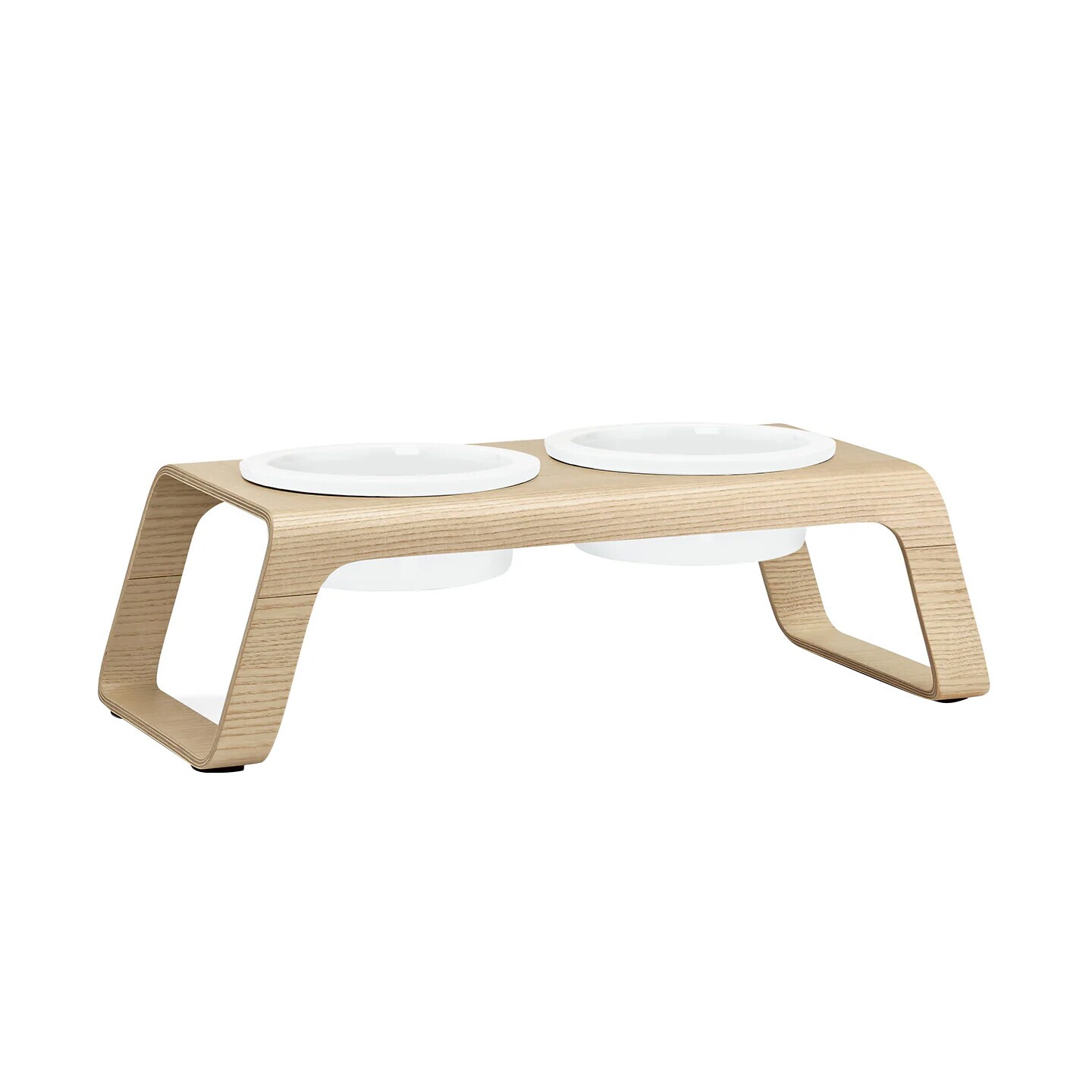Desco Dog Bowl Stand Wood with Porcelain Bowls M