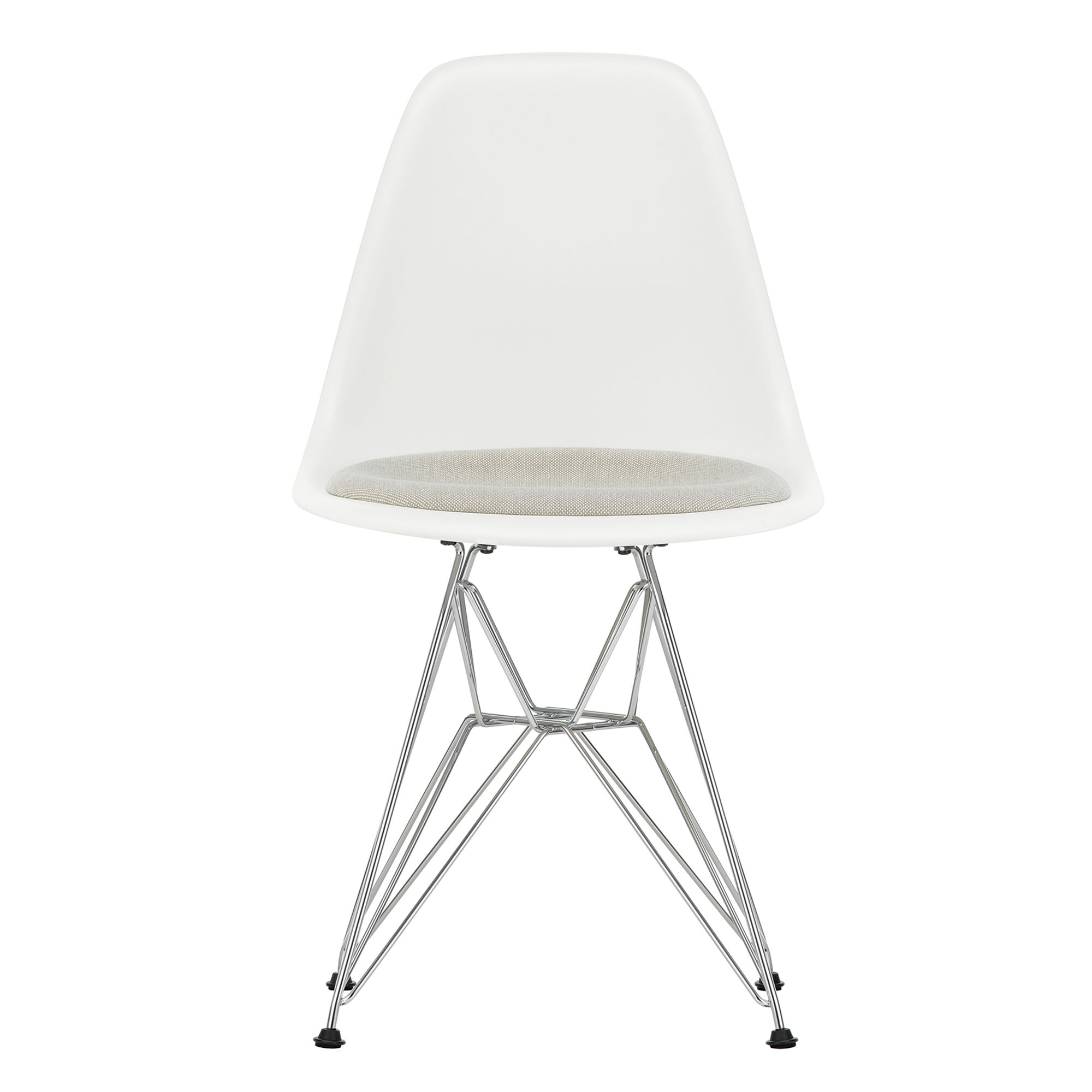 Eames Plastic Side Chair DSR Upholsterd Chromed Base