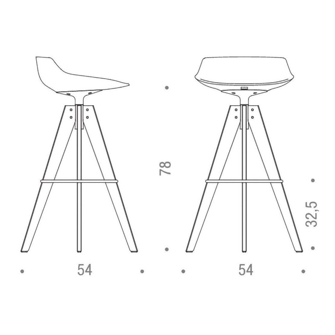 Flow Barstool Frame Oak 78cm