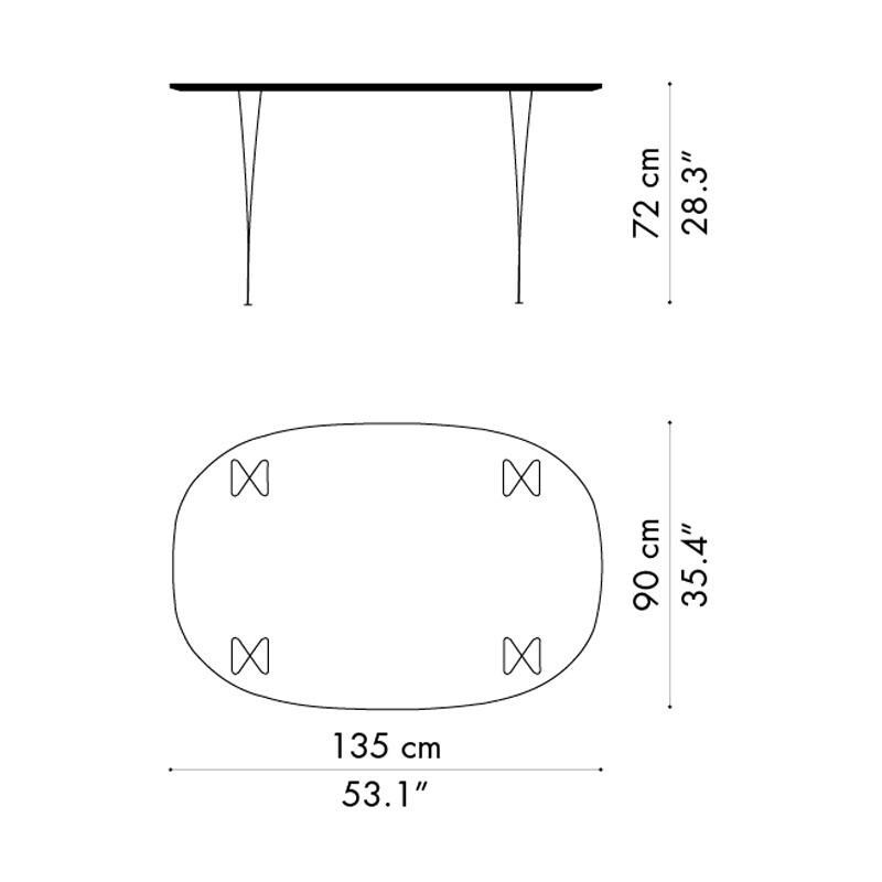 B611 Super-elliptic Table 135cm 135x90x72cm