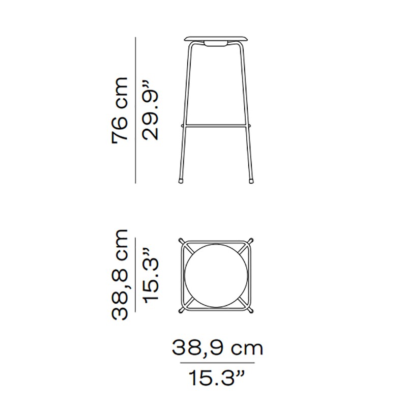 High Dot™ Bar Stool High Veneer 4 Legs