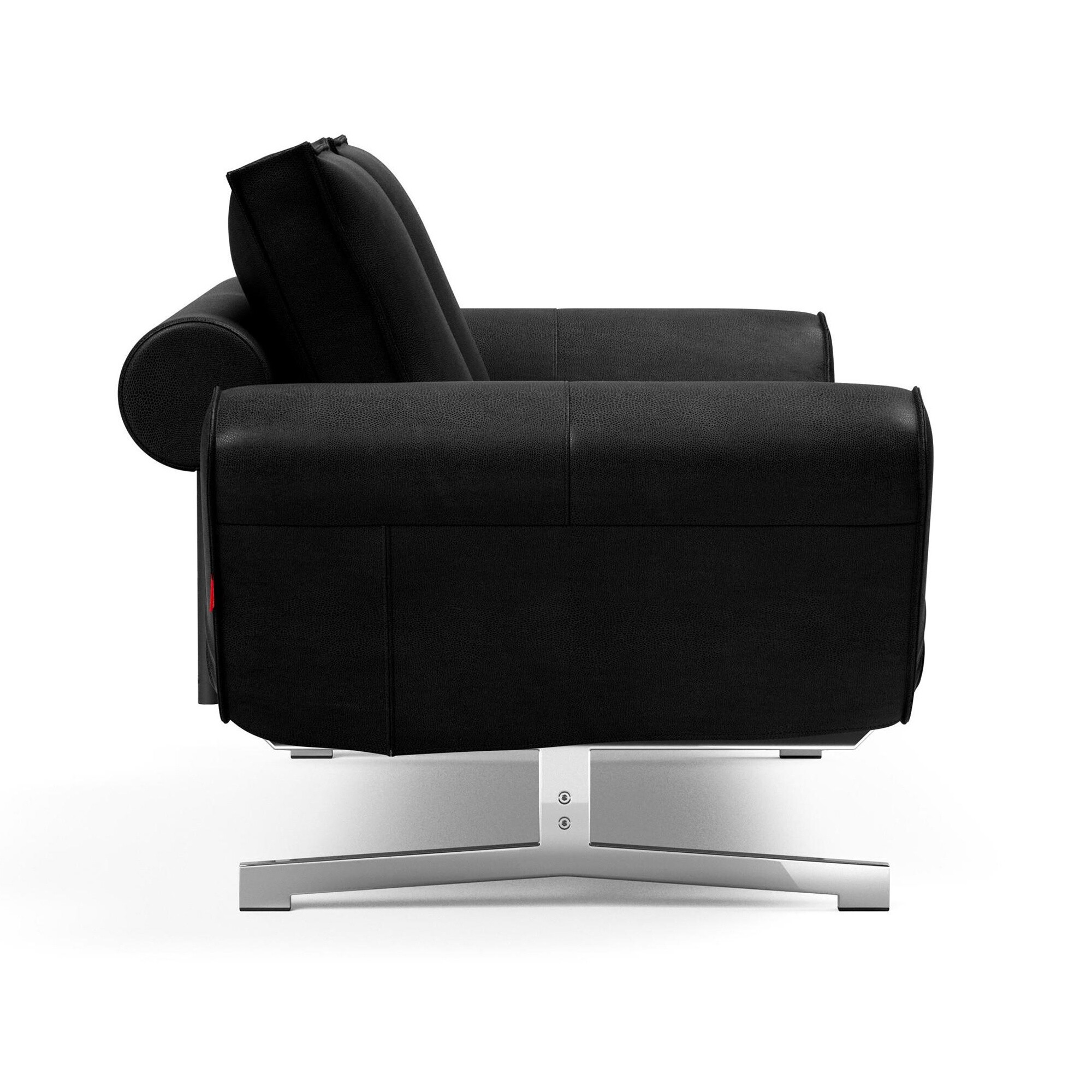 Ghia Sofa Bed Fabric with Leather Legs Chromed Steel