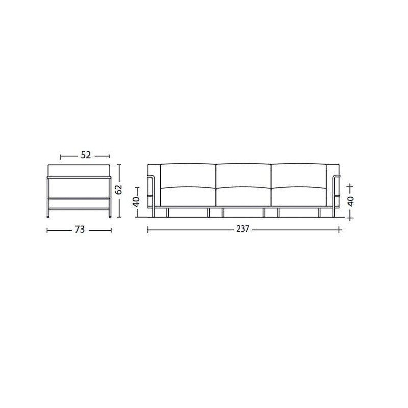 LC3 Fauteuil Grand Confort grand modèle trois places
