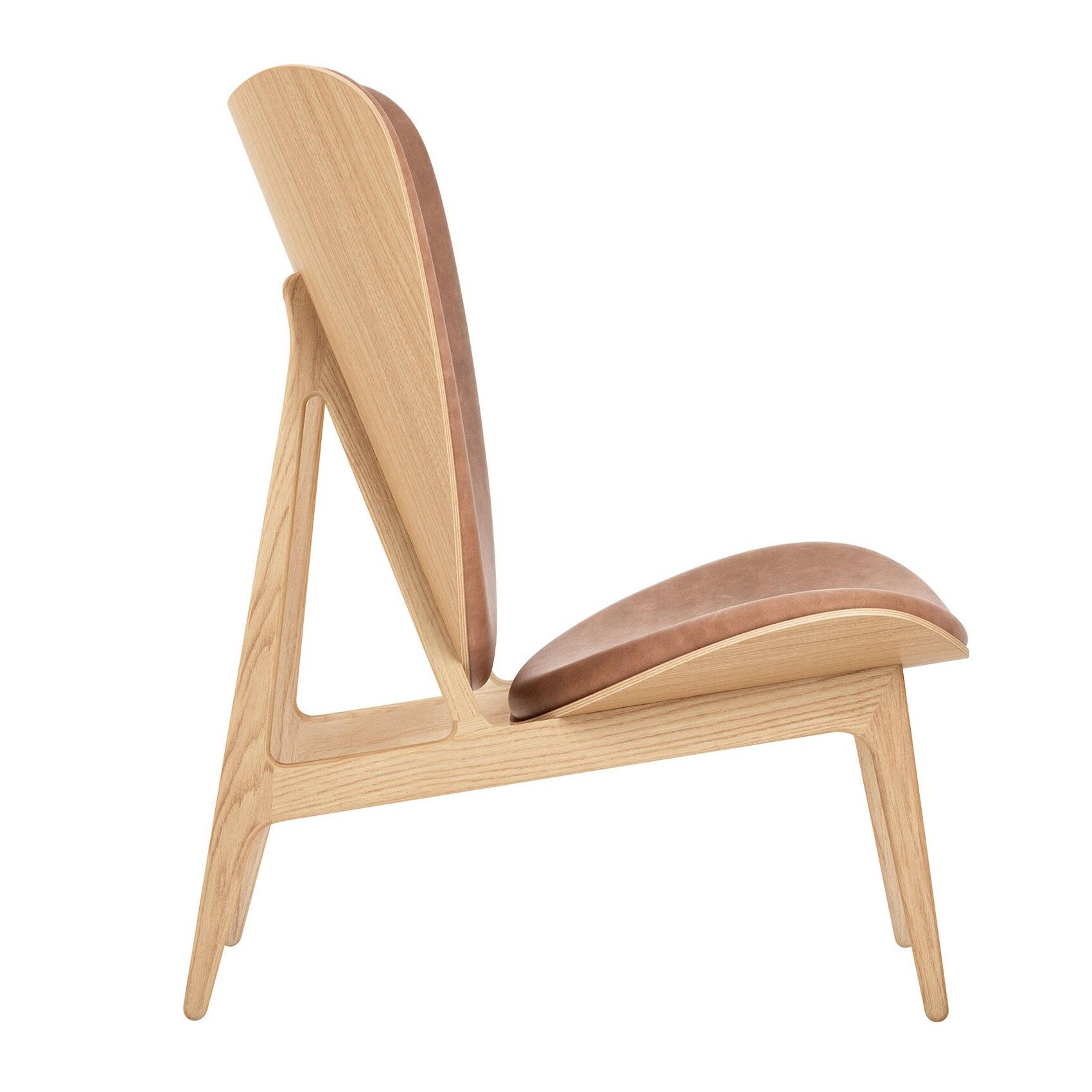 Elephant Lounge Chair Leather Natural Oak Frame
