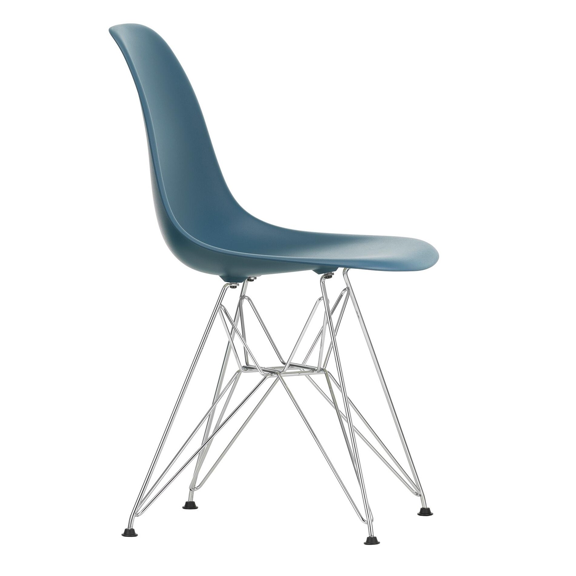Eames Plastic Side Chair DSR RE Chromed Base