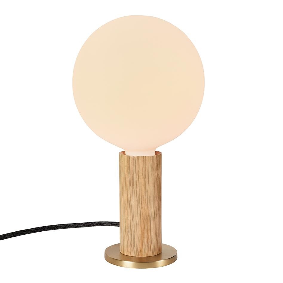 Oak Knuckle Table Lamp With Sphere IV LED E27 8W Dim To Warm