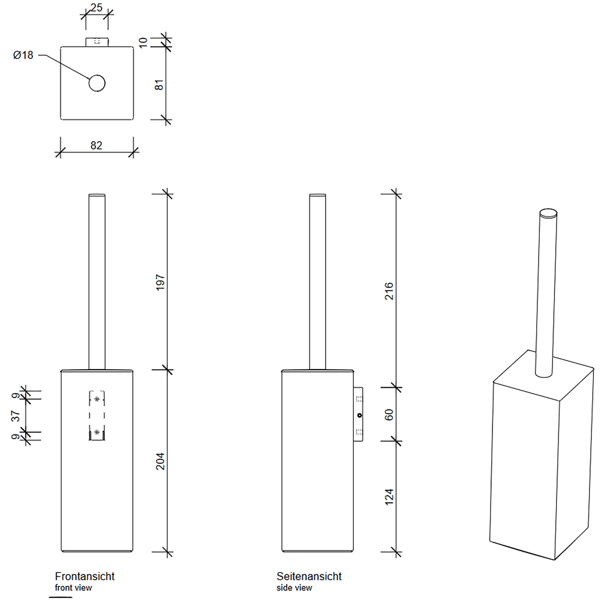 Contract Toilet Brush Set Wall Mounted