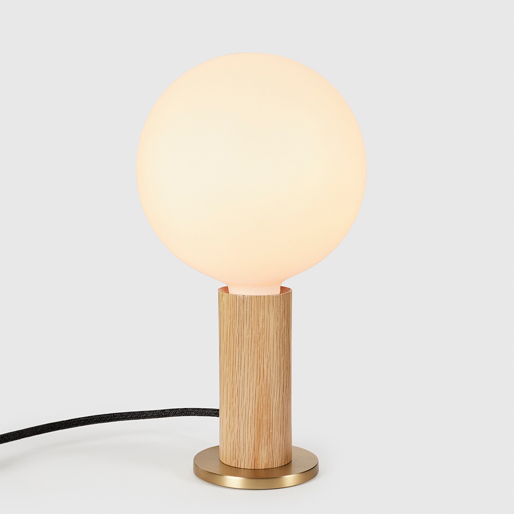 Oak Knuckle Table Lamp With Sphere IV LED E27 8W Dim To Warm