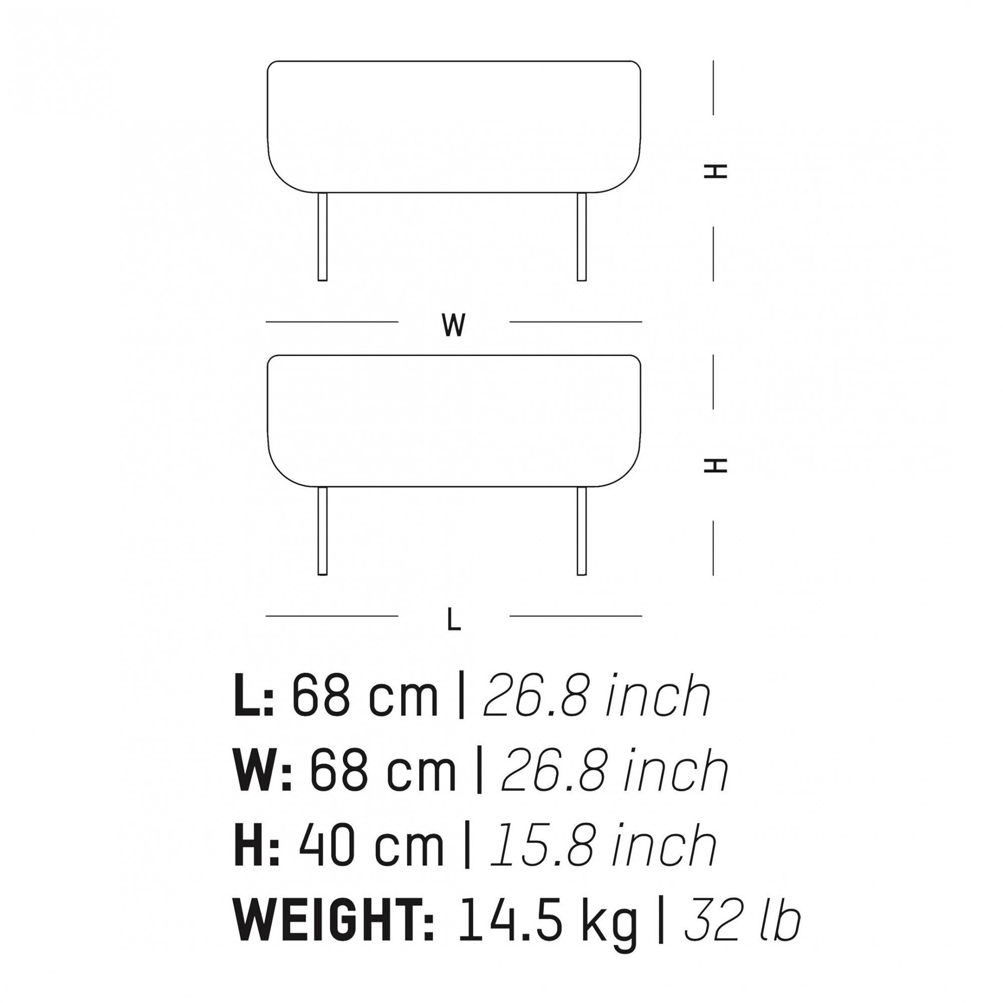 Hoff Stool 68x68x40cm