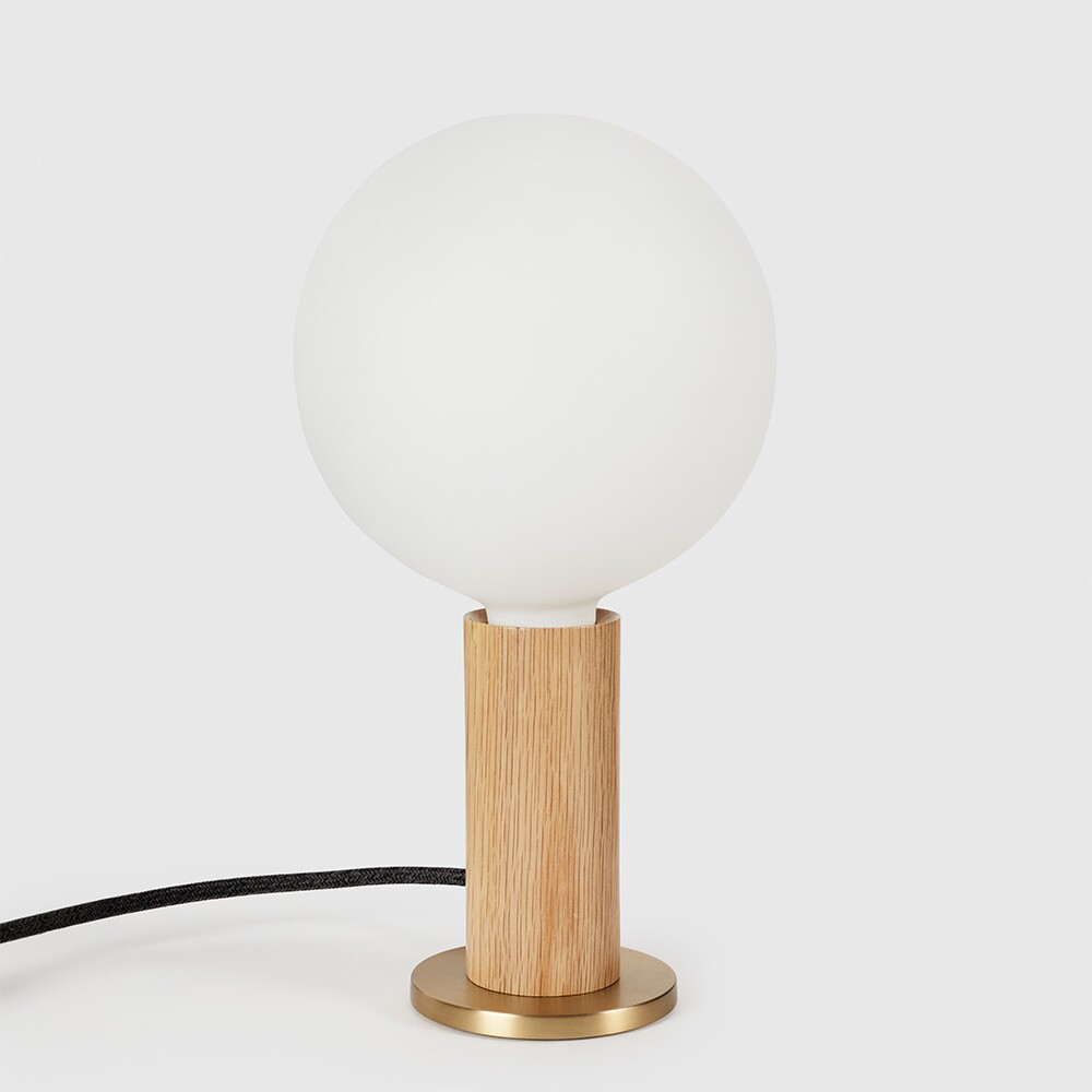 Oak Knuckle Table Lamp With Sphere IV LED E27 8W Dim To Warm
