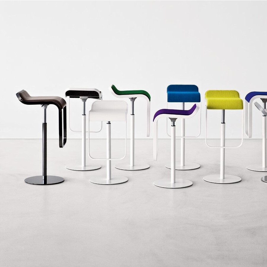 LEM S80 Bar Stool Frame Black Seat Leather