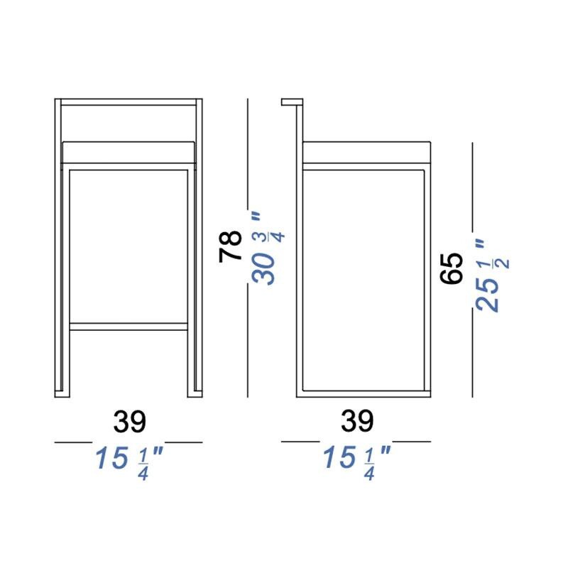 Cubo S62 Bar Stool Seat Leather H65cm