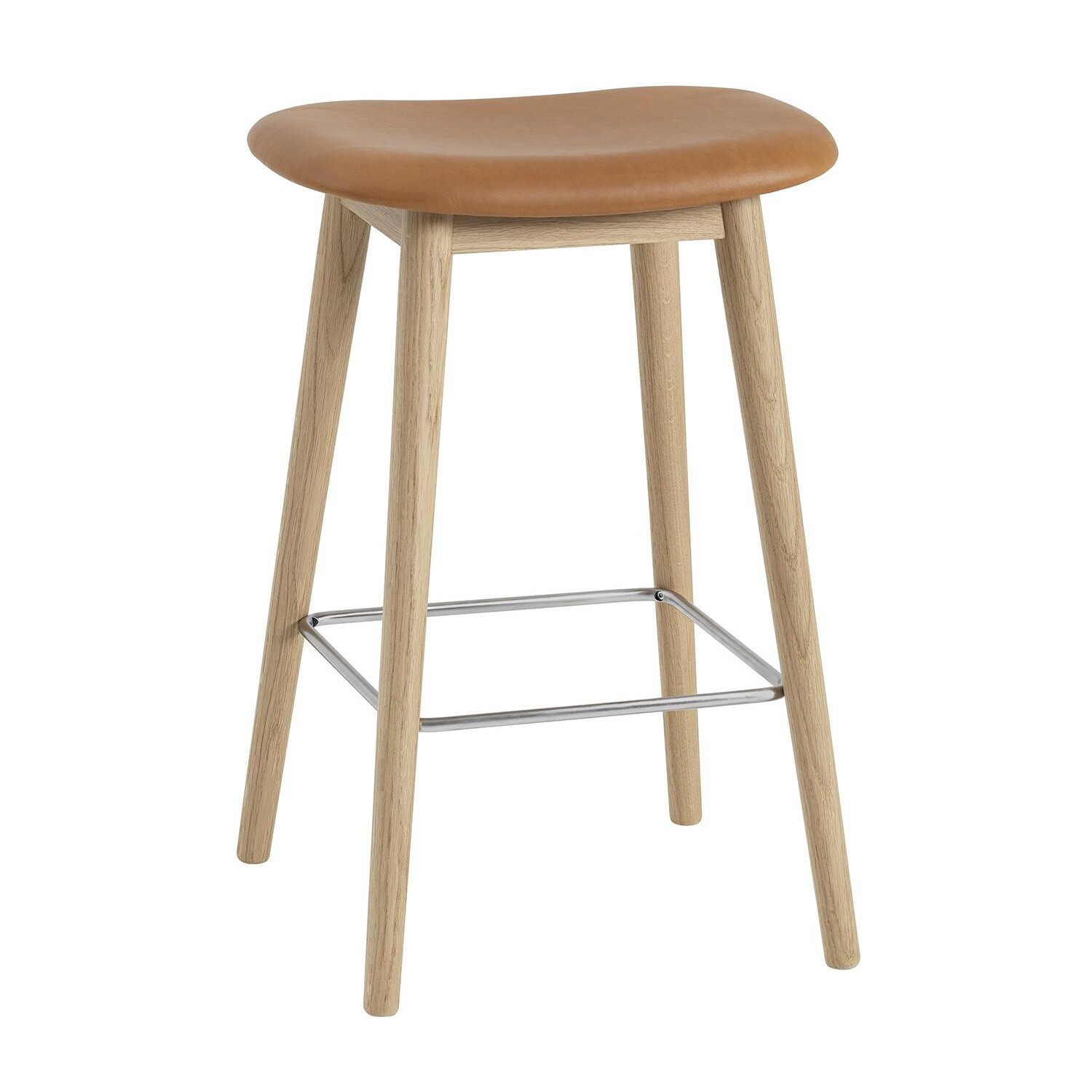 Fiber Bar Stool Wood Base 65cm Leather
