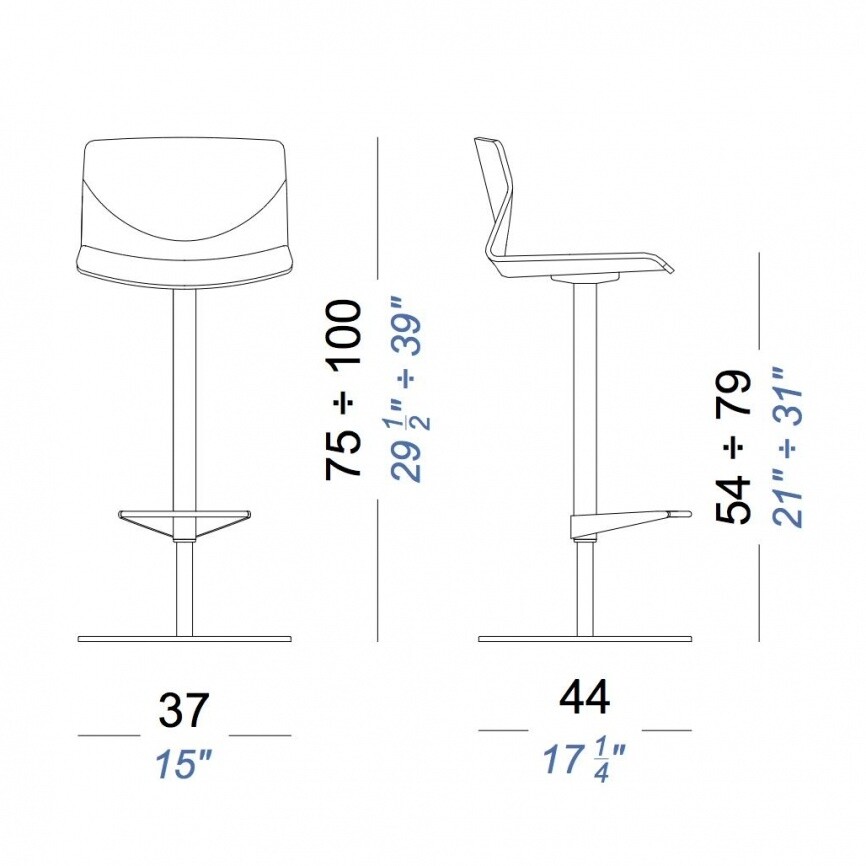 Kai S39 Bar Stool Seat Oak 54-79cm