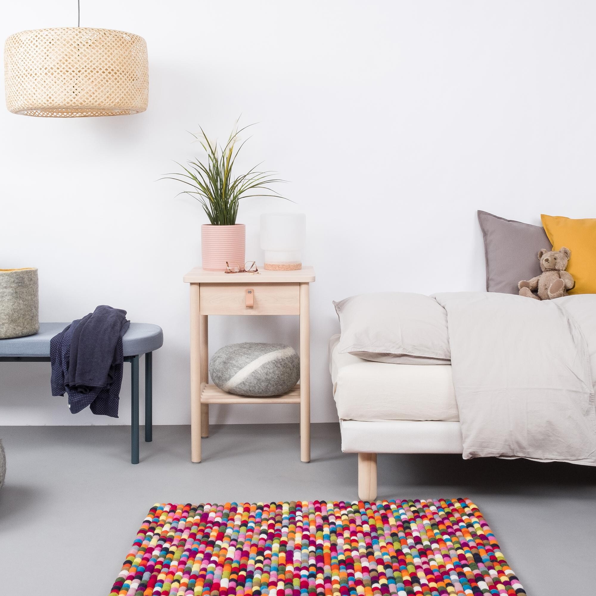 Lotte Felt Ball Rug rectangular