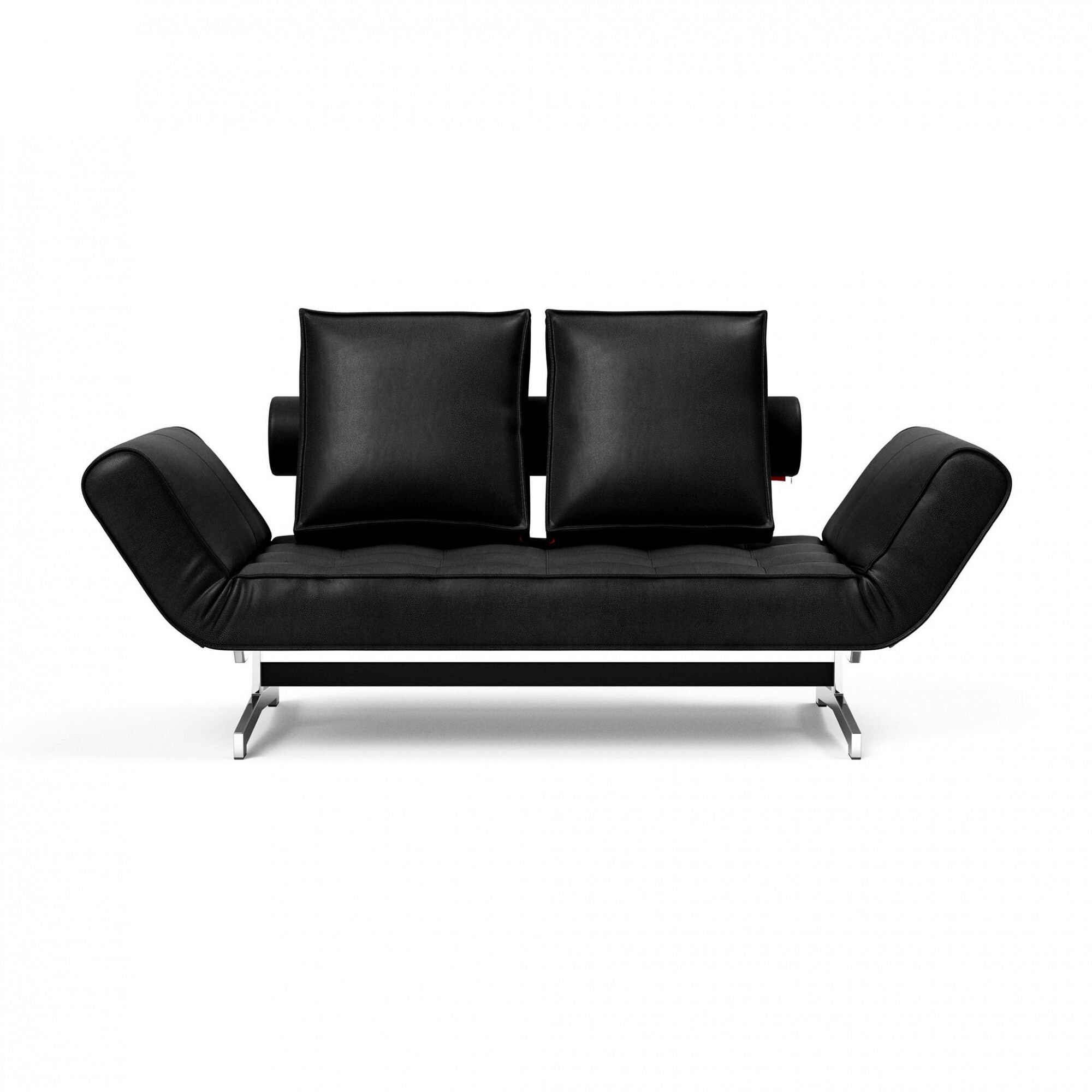 Ghia Sofa Bed Fabric with Leather Legs Chromed Steel