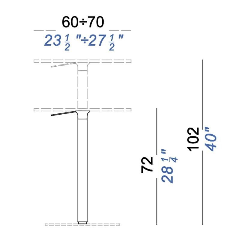 Brio Bistro Table Frame Matt Chrome 72-102cm
