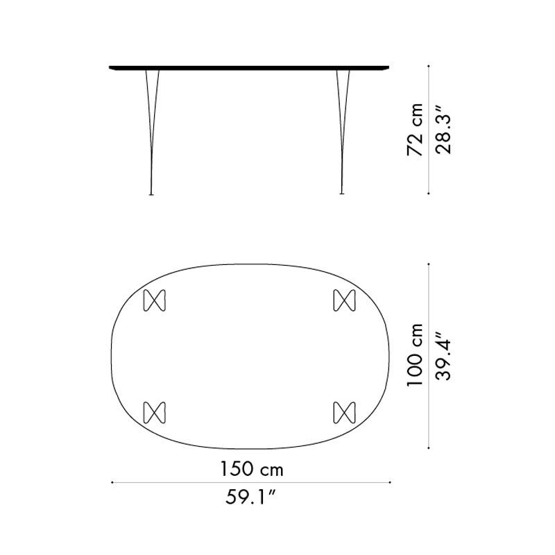 B612 Super-Elliptic Table Veneer 150x100x72cm