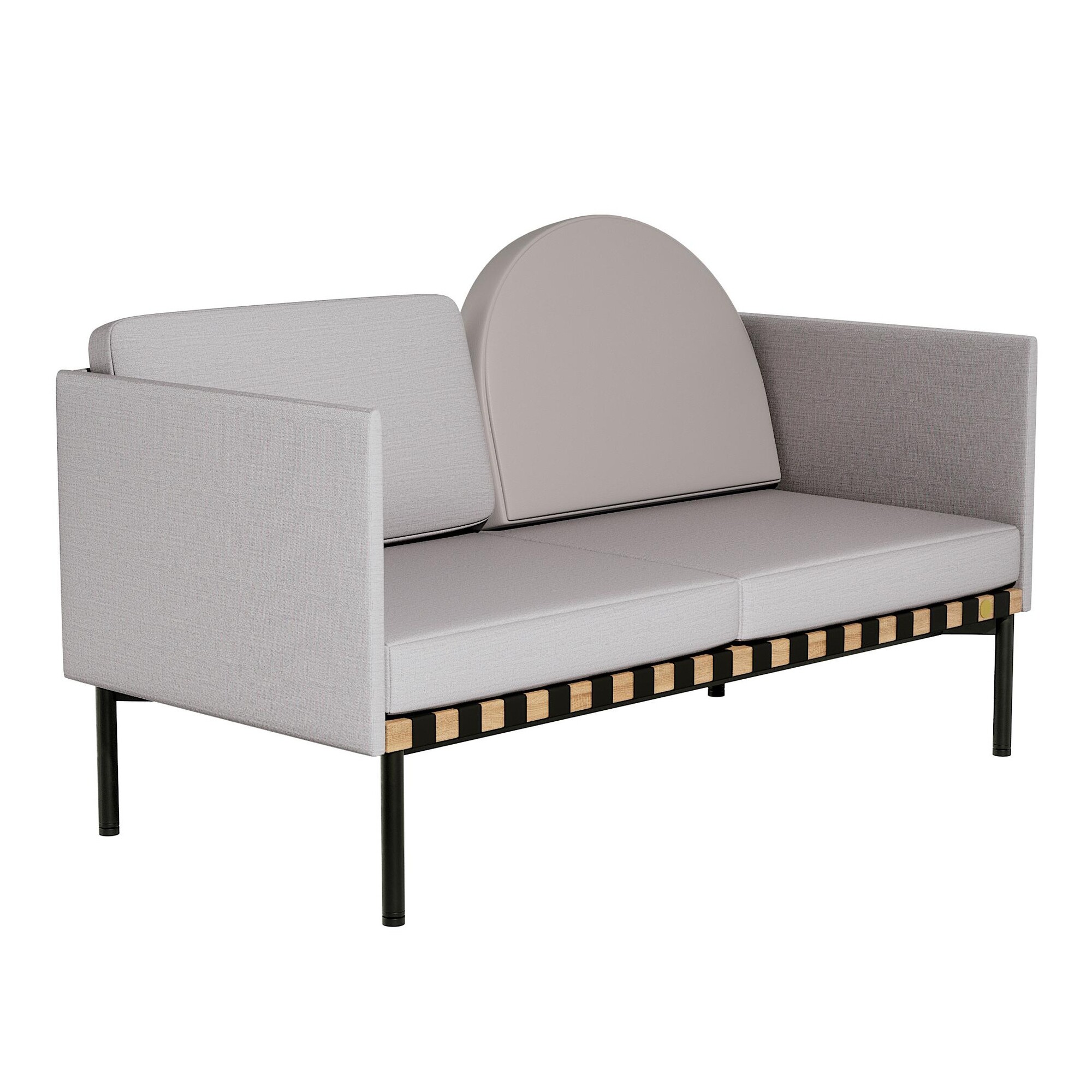 Grid Sofa With 2 Armrests Frame Oak