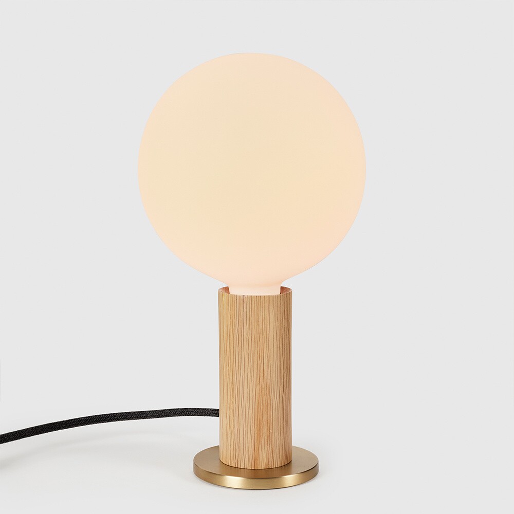 Oak Knuckle Table Lamp With Sphere IV LED E27 8W Dim To Warm