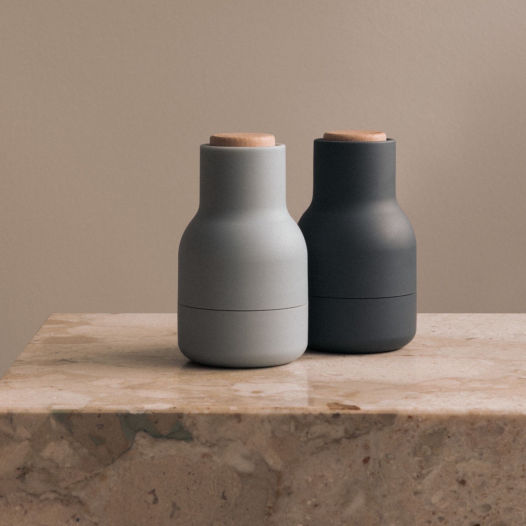 Bottle Grinder Small Set of 2 With Beech Lid