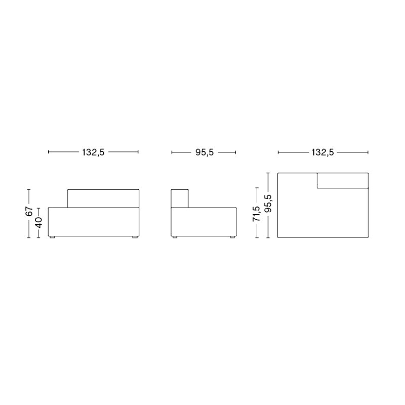 Mags Sofa Module Lounge Left 132,5x95,5cm