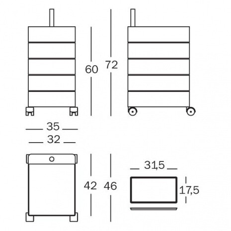 360° Container With Wheels H 72cm