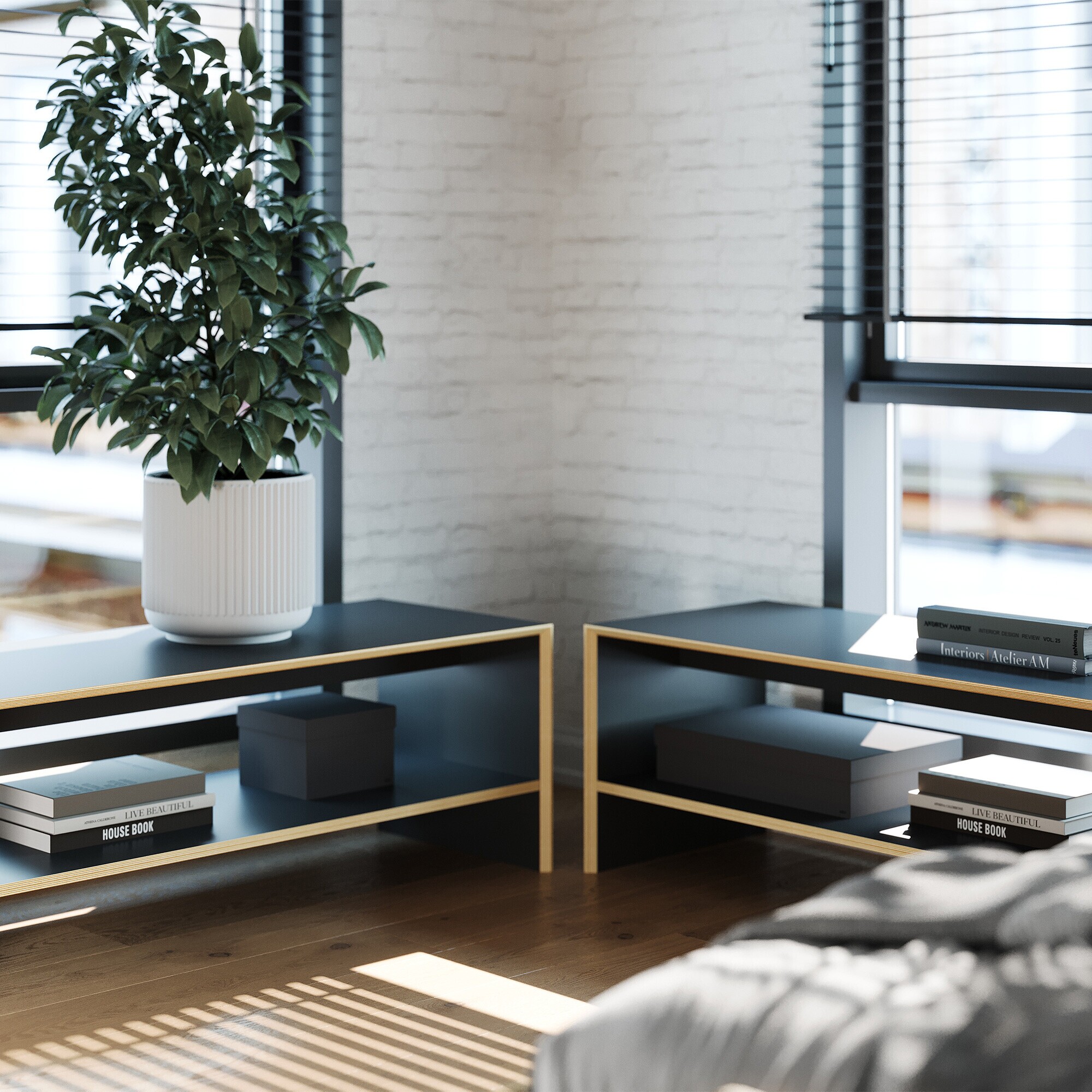 Bridge Two Bench with Shelf