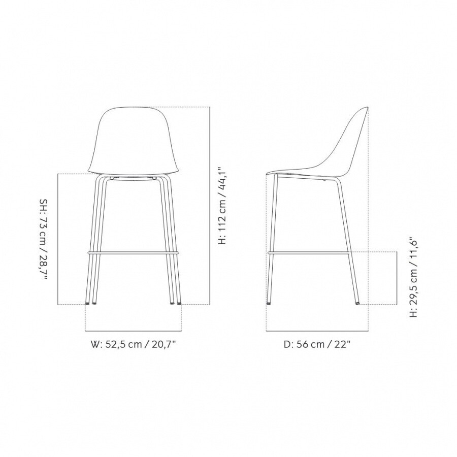 Harbour Bar Stool with Black Base 73cm