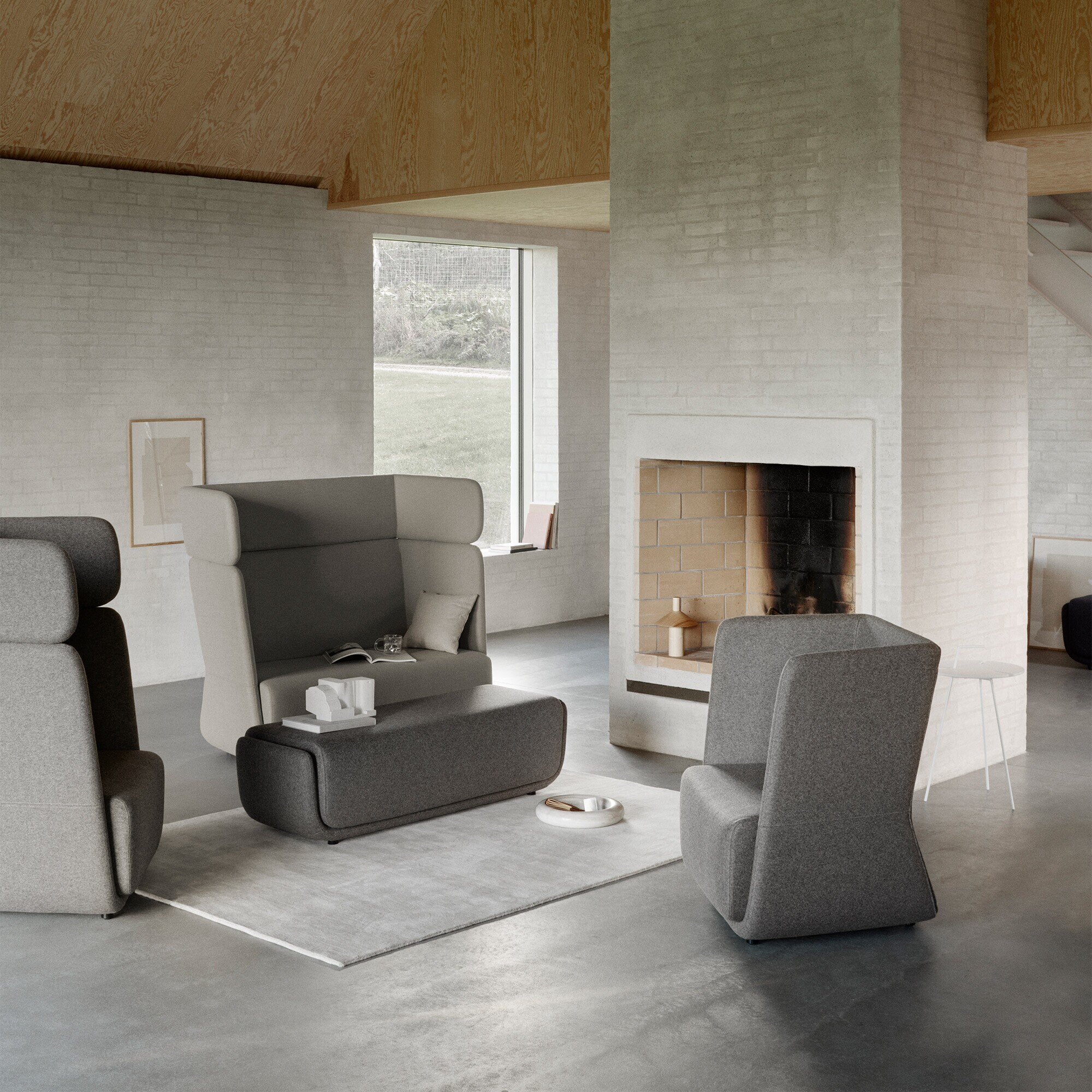 Basket Armchair with High Back