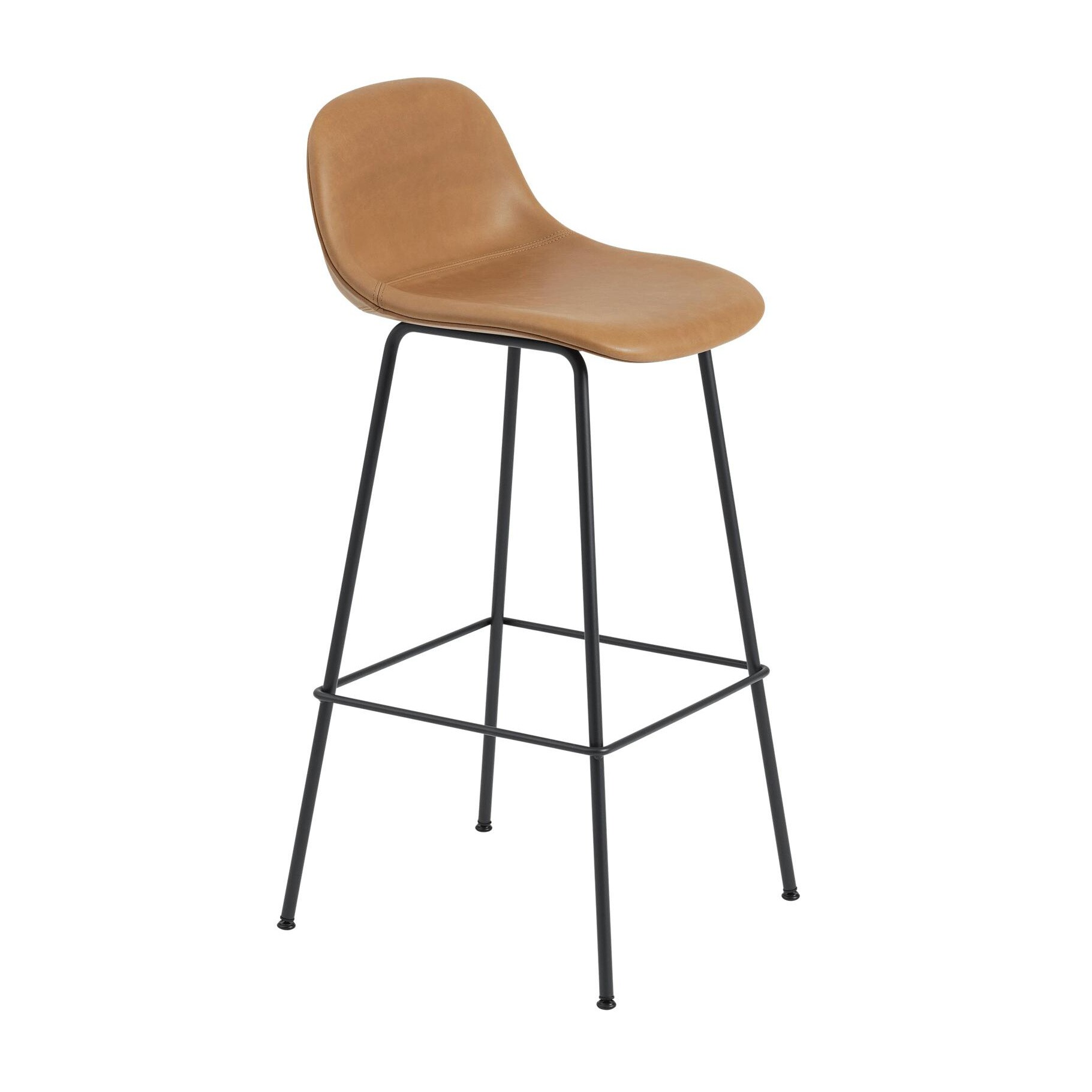 Fiber Bar Stool With Backrest 75cm Leather
