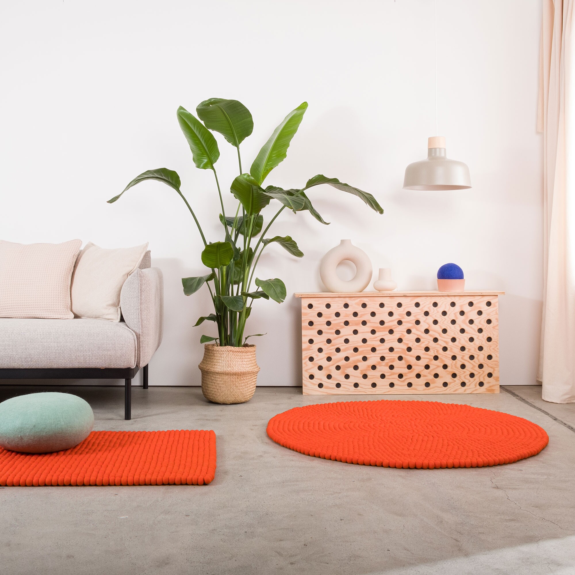 Mats Felt Ball Rug rectangular