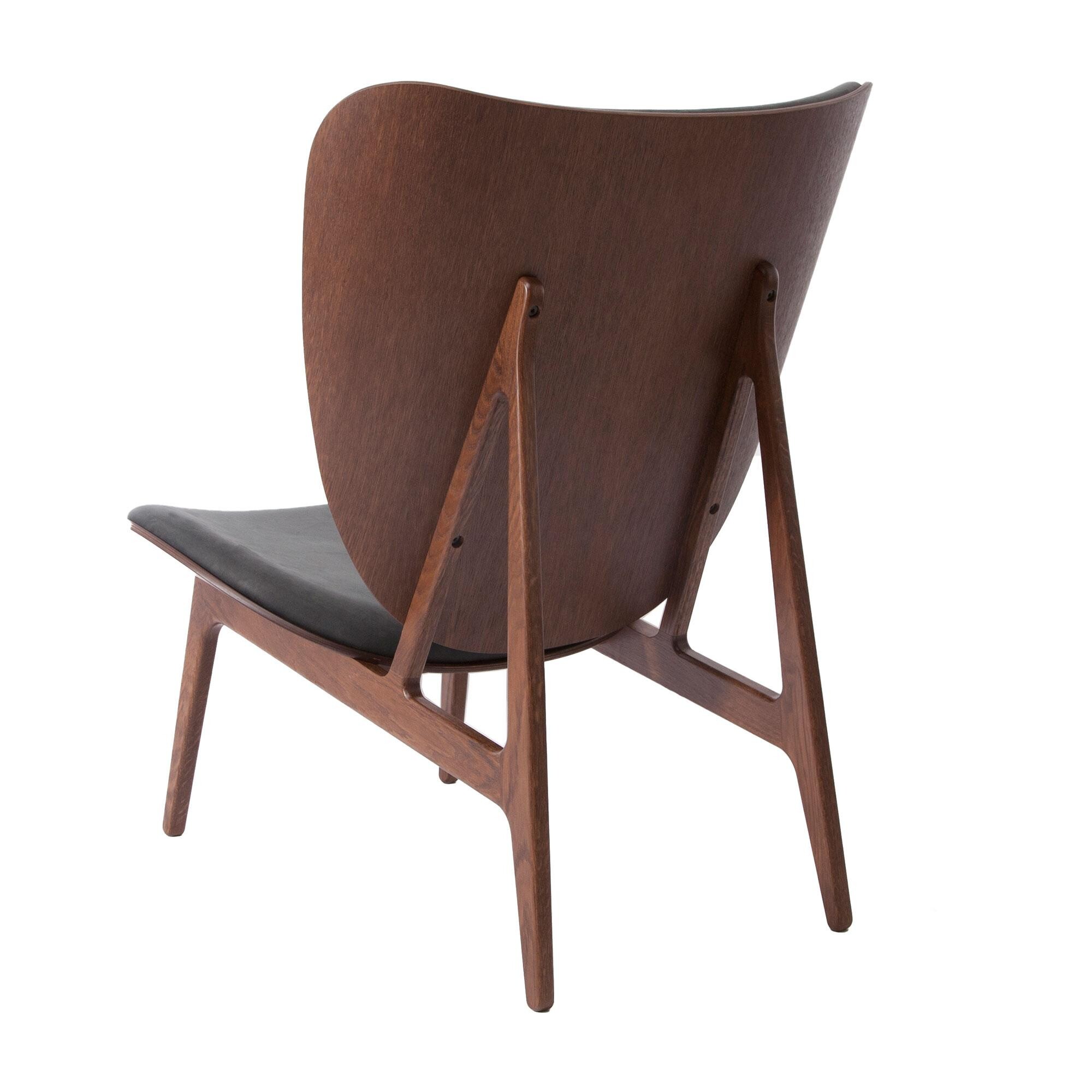 Elephant Lounge Chair Leather Dark Stained Oak Base