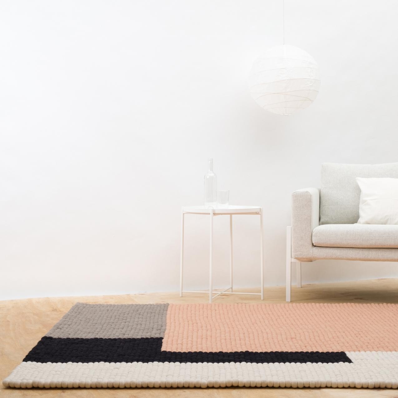 Cube Felt Ball Rug rectangular