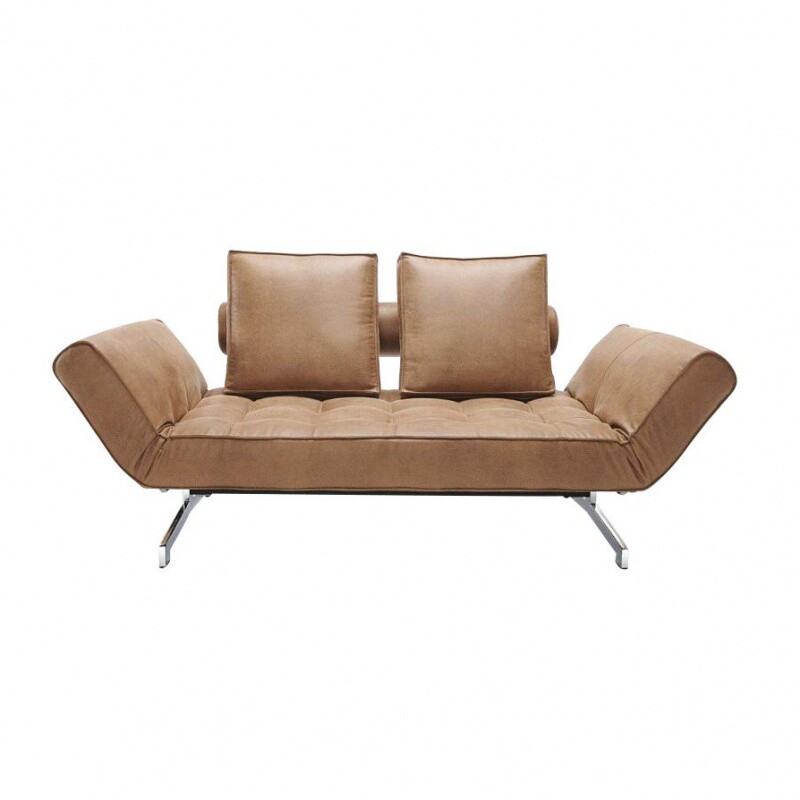 Ghia Sofa Bed Fabric with Leather Legs Chromed Steel