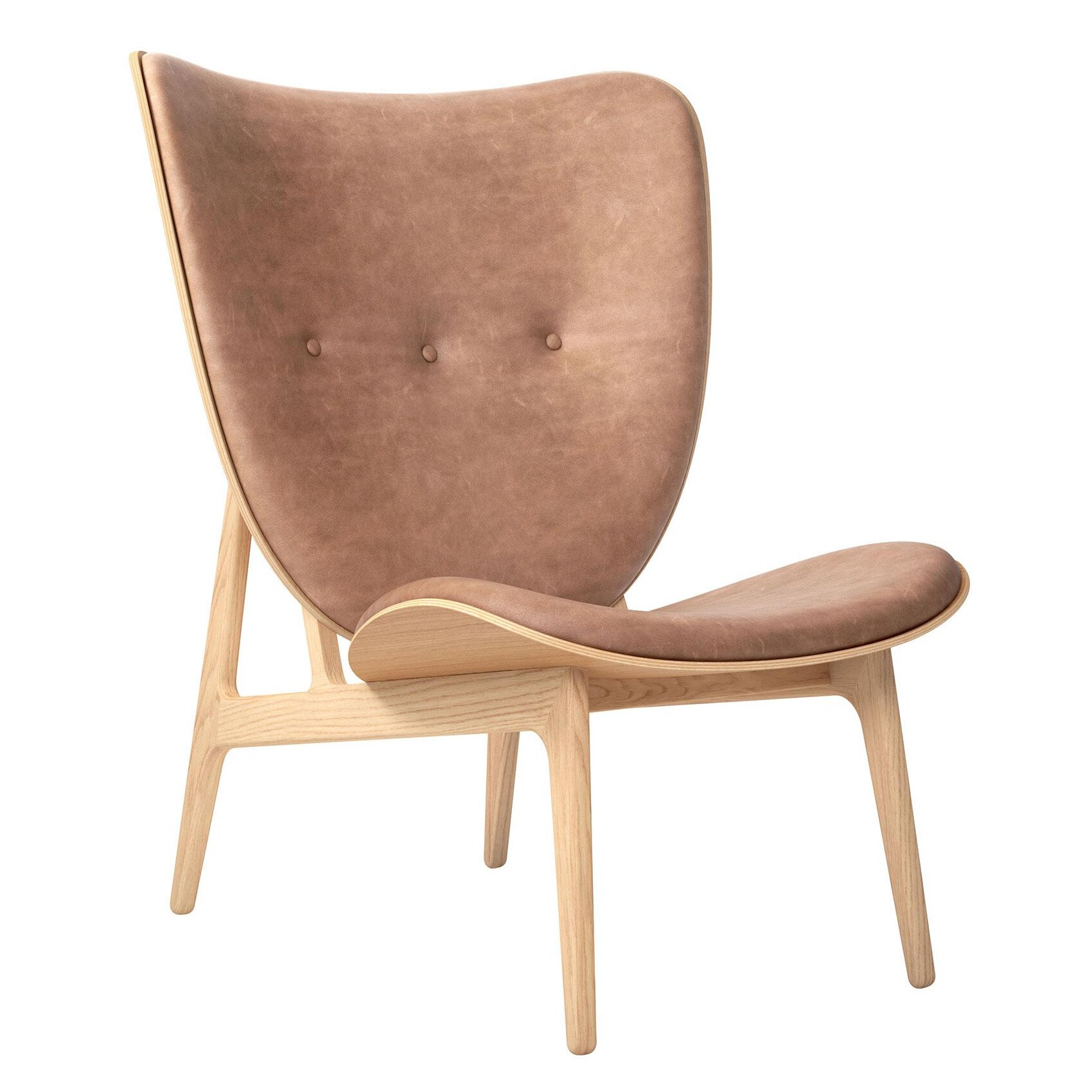 Elephant Lounge Chair Leather Natural Oak Frame