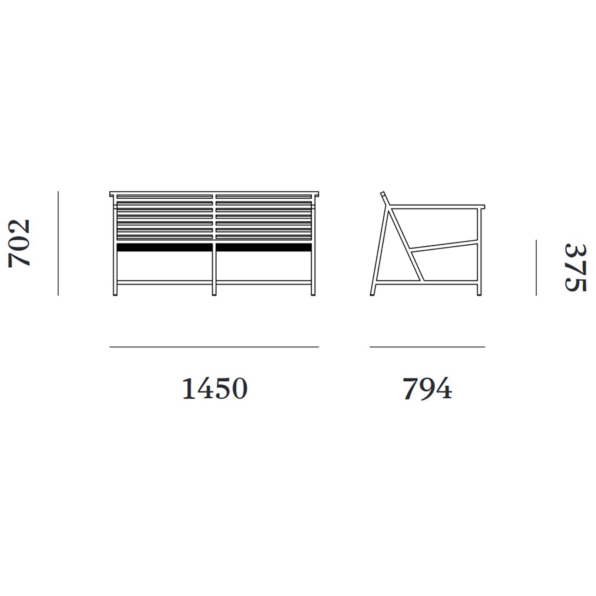 19 Outdoors Lounge Bench 145x70.2cm
