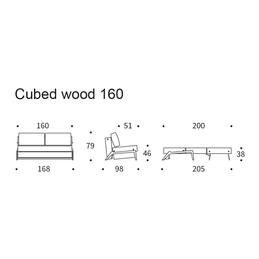 Cubed 160 Sofa Bed Oak 168x98cm