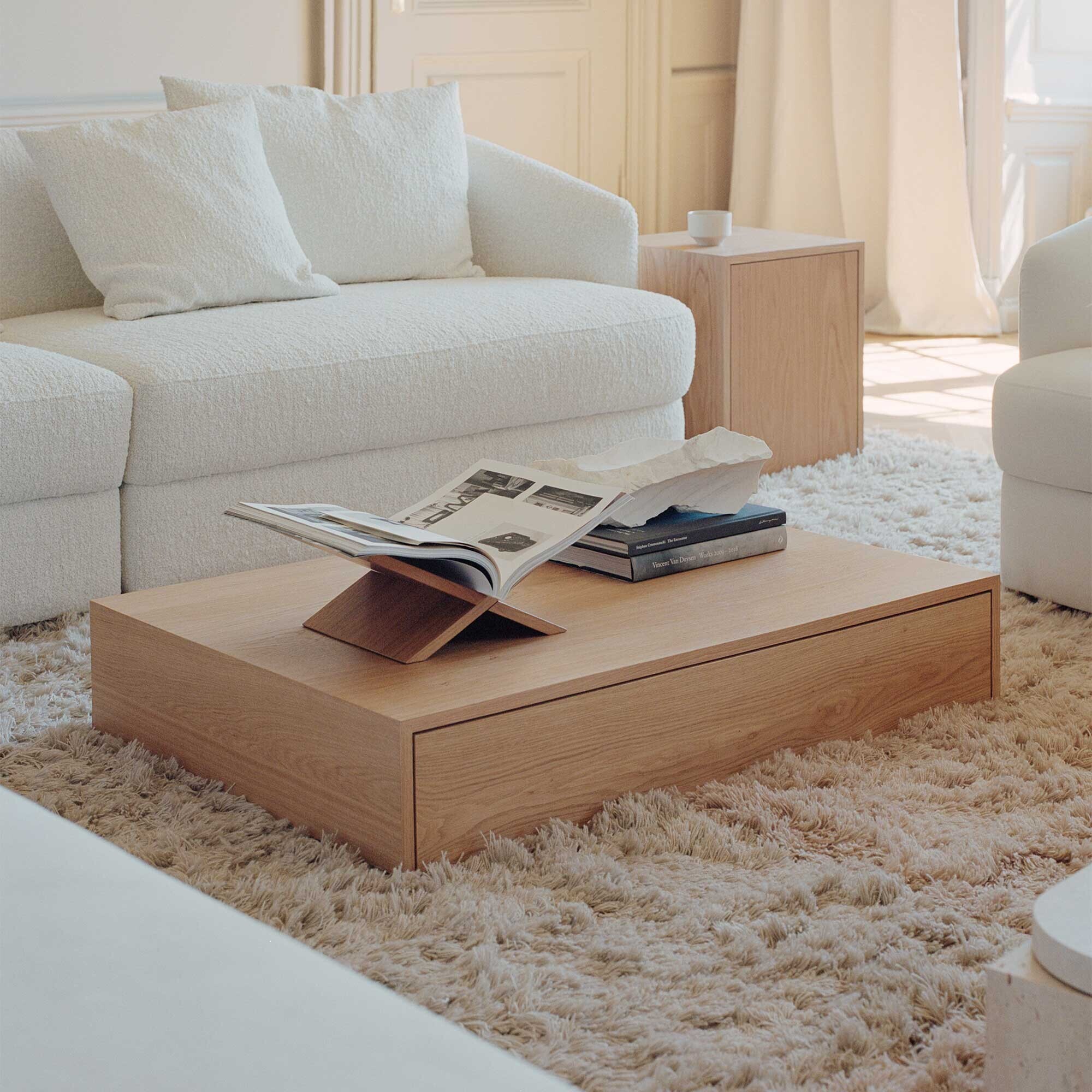 Mass Wide Coffee Table with Drawer